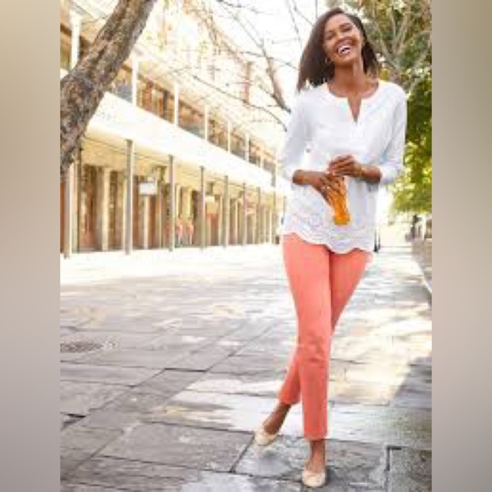 Talbots simply flattering 5-packet coral color jeans size 12